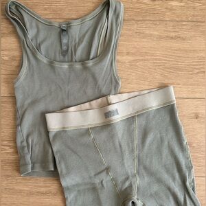SKIMS Cotton Rib Boxer/Tank Set in Mineral